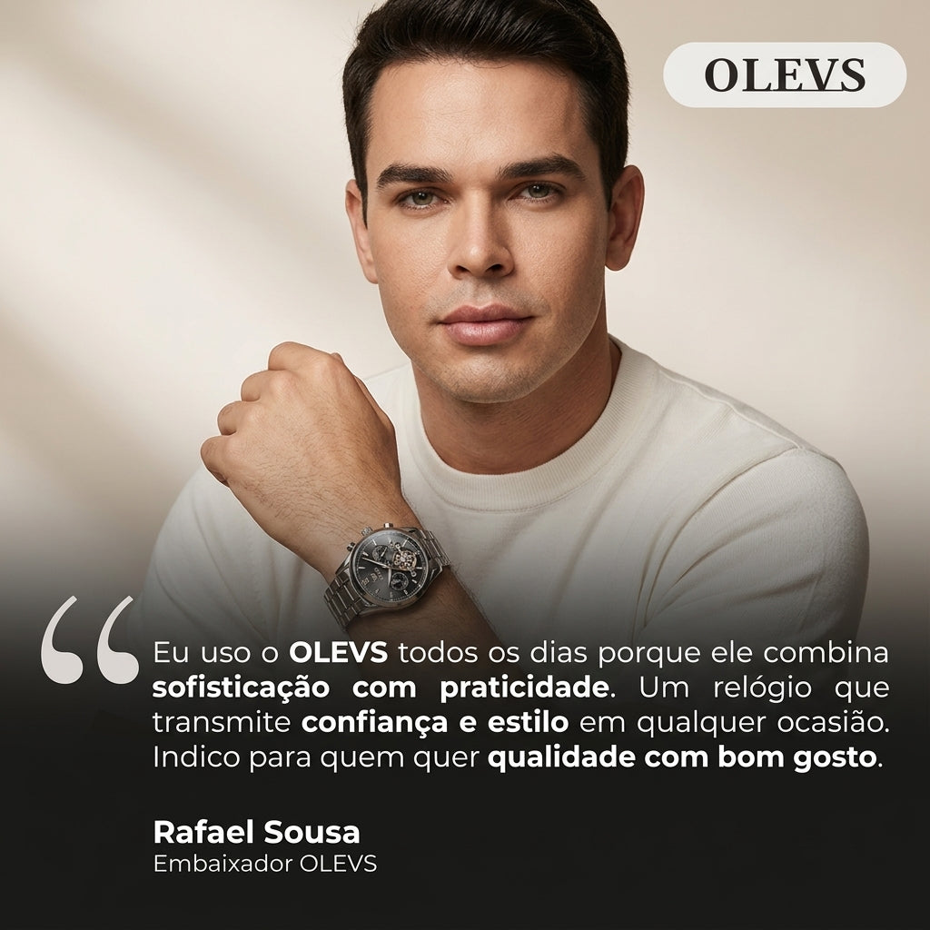 OLEVS Relógio Masculino Automático Esqueleto 6658 - Estilo e Funcionalidade