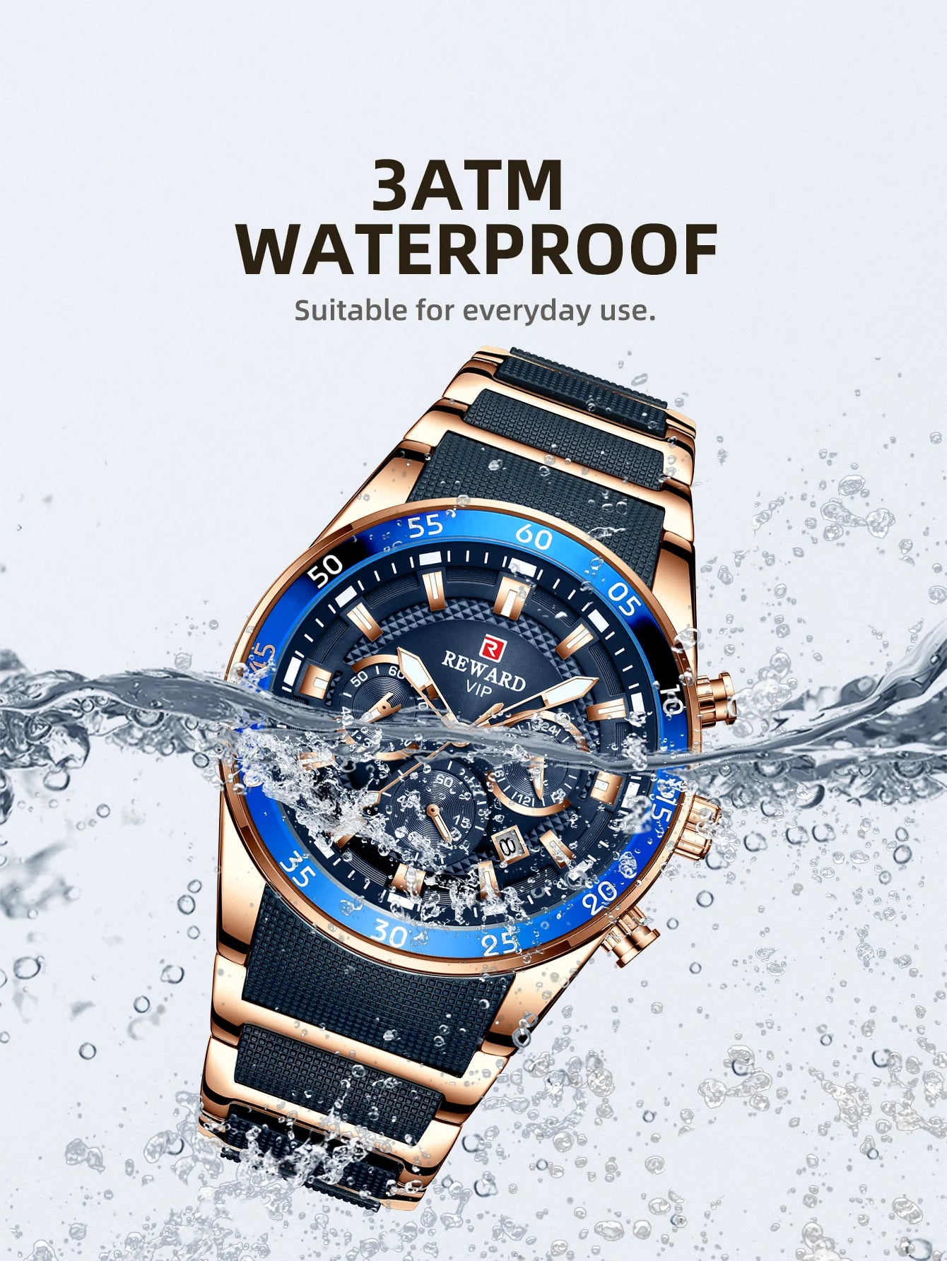 REWARD Relógio Masculino Quartzo RD81011M - Estilo Esportivo e Funcionalidade 45mm