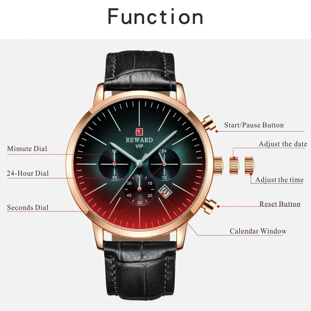 REWARD Relógio Masculino Quartzo RD83001M - Estilo Esportivo e Moderno 45mm
