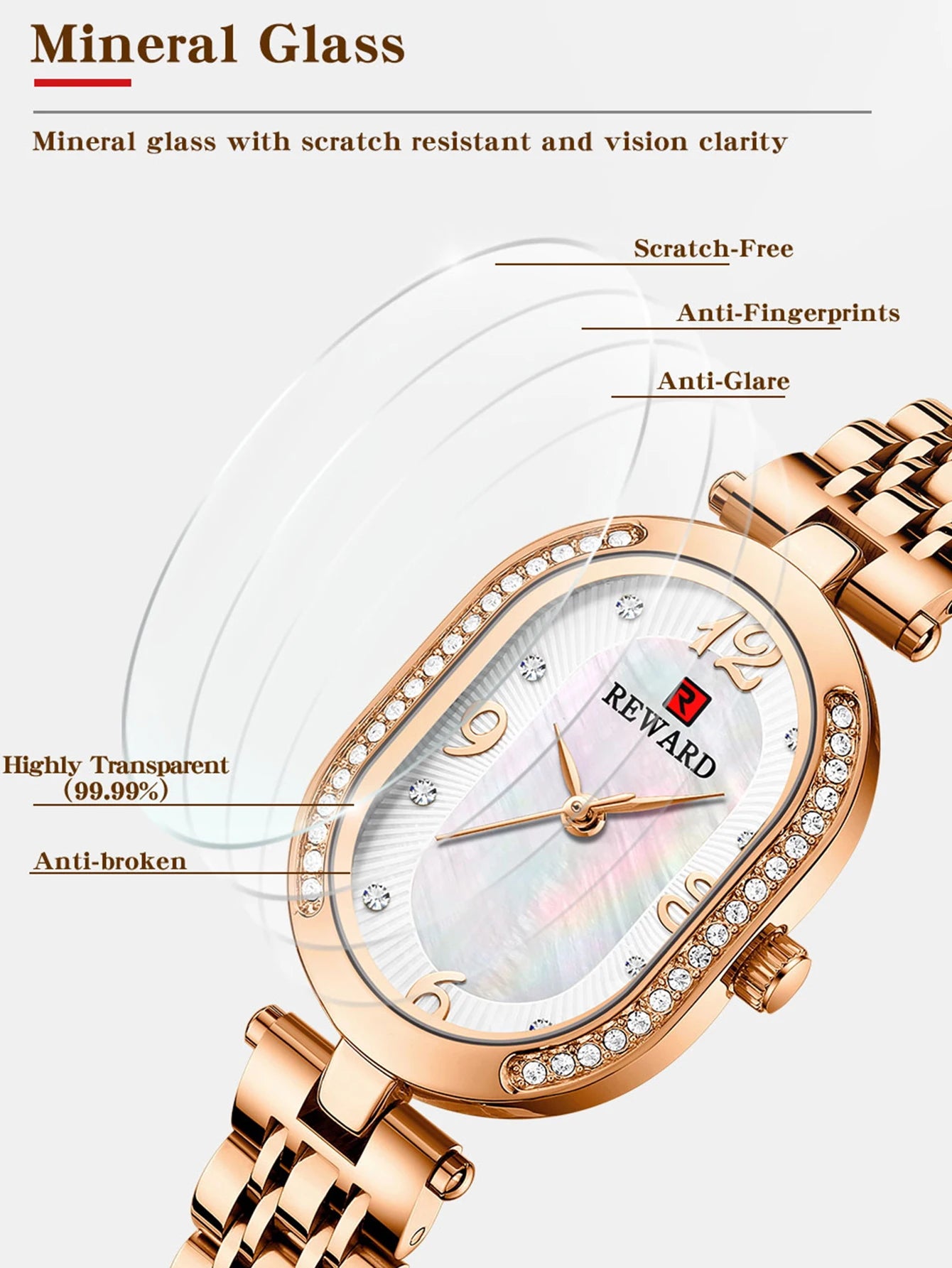 REWARD Relógio Feminino Quartzo RD21058L - Luxo e Sofisticação 24mm