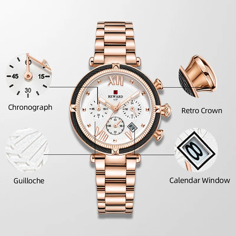REWARD Relógio Feminino Quartzo RD63084L - Elegância e Funcionalidade 35mm