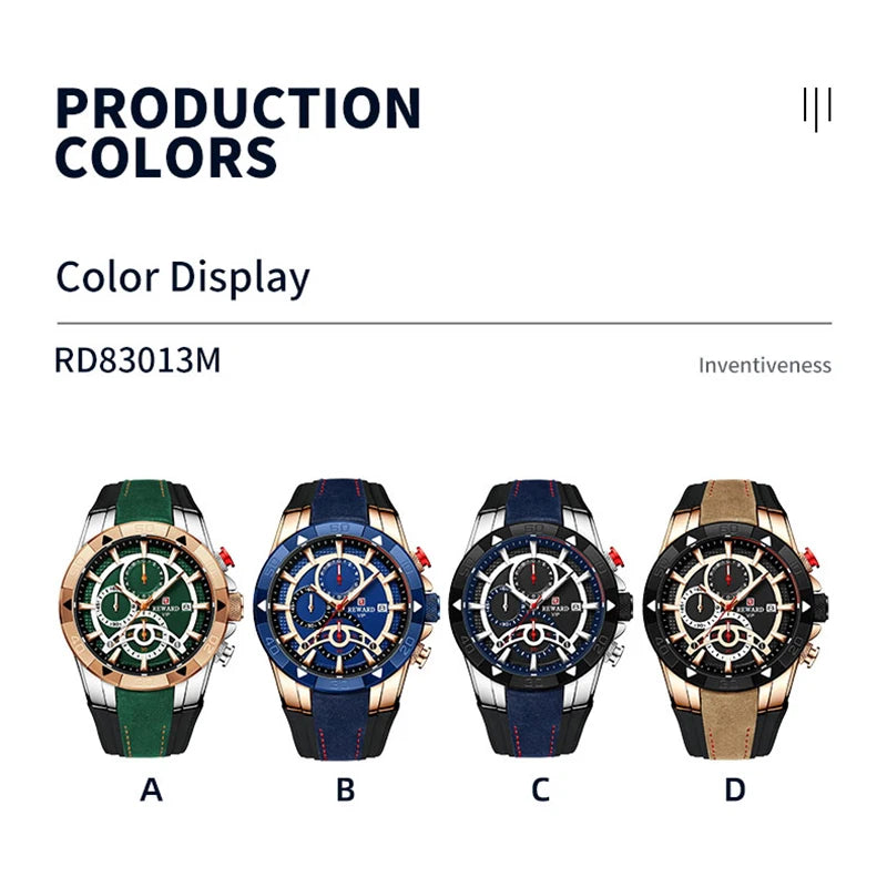 REWARD Relógio Masculino Quartzo RD83013M - Estilo Moderno e Funcionalidade 46mm