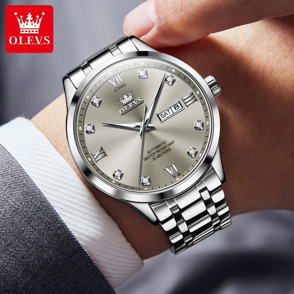 OLEVS Relógio Masculino Original Automático - 100% Aço Inoxidável 9946 42mm