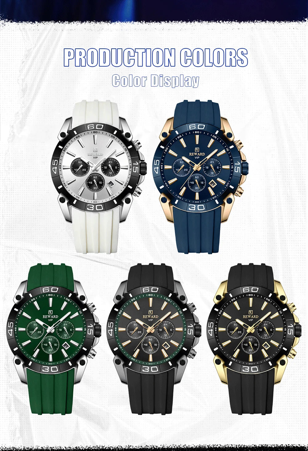 REWARD Relógio Masculino Quartzo RD831105M - Estilo Moderno e Funcionalidade 45mm