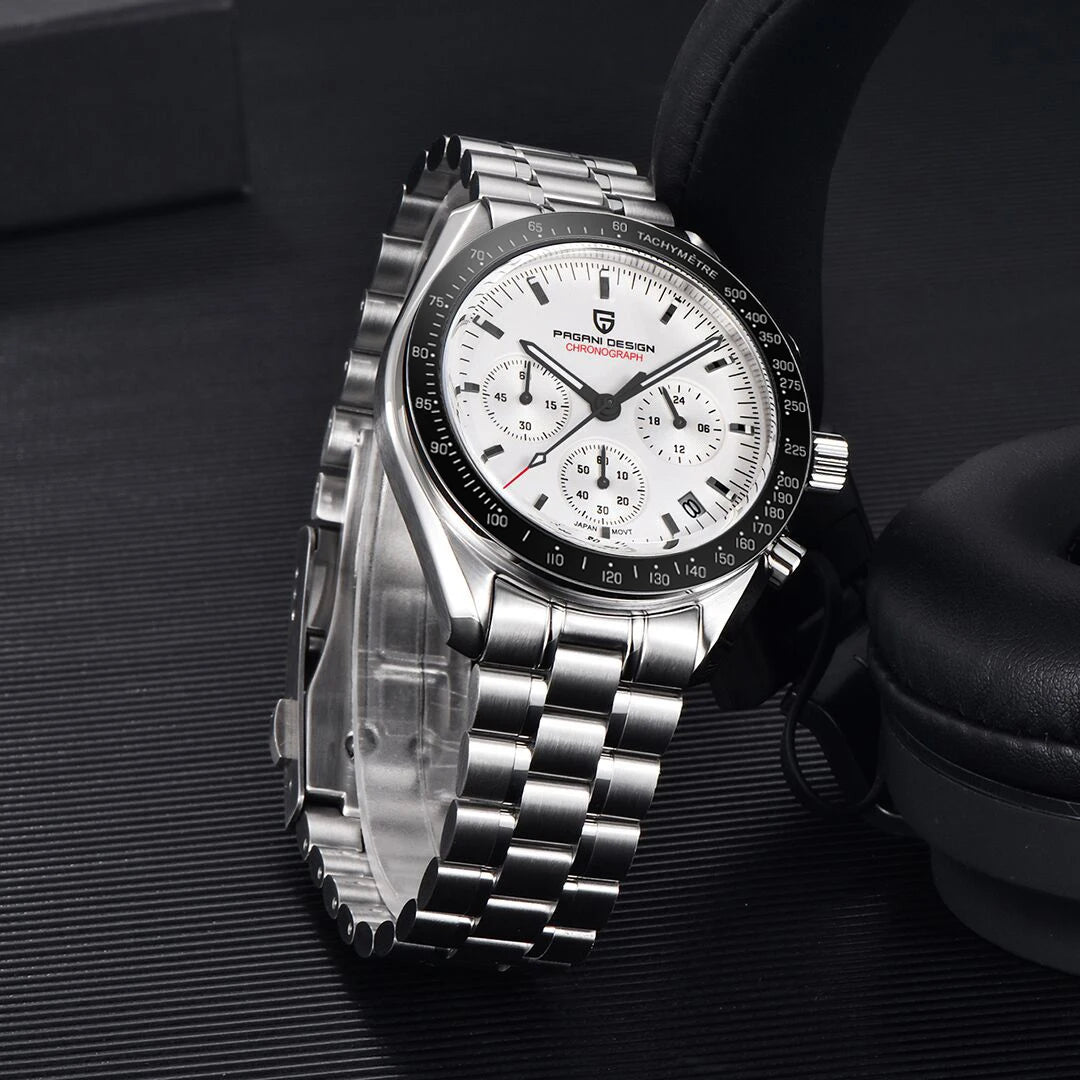 PAGANI DESIGN Relógio Masculino Quartzo Moonwatch PD-1701 V5 - Pulseira de Aço Inoxidável 42mm