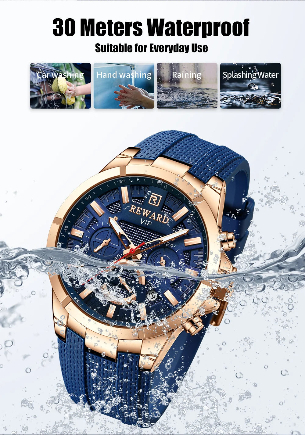 REWARD Relógio Masculino Quartzo RD831512M - Estilo Esportivo e Funcionalidade 45-49mm