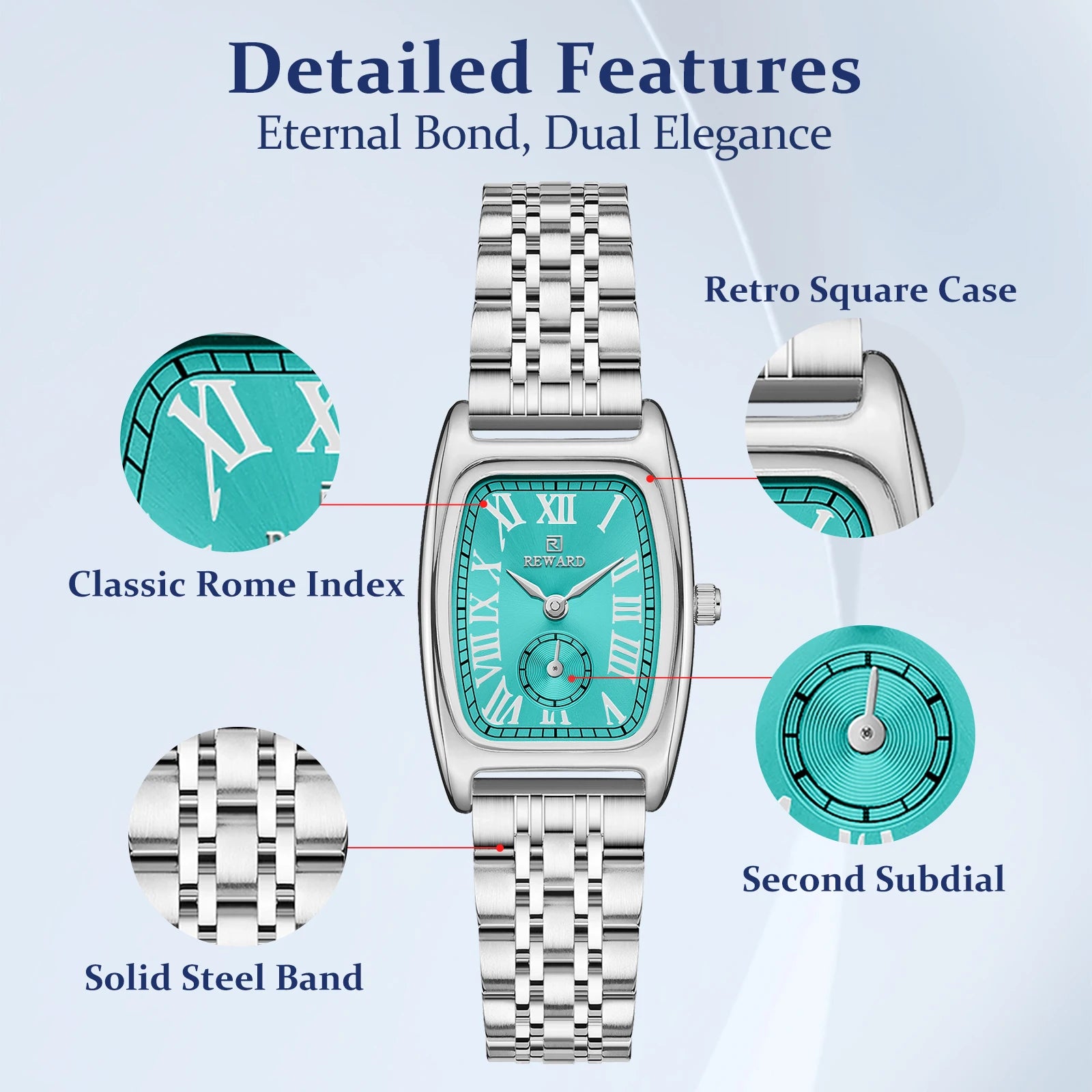 REWARD Relógio Feminino Quartzo RD211510L - Elegância Vintage 23mm