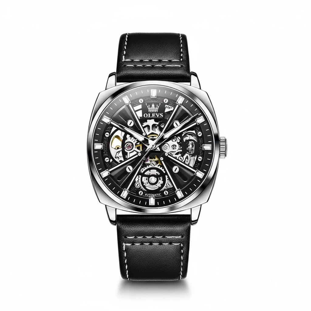 OLEVS Relógio Masculino Automático Esqueleto 6685 - Elegância e Luxo
