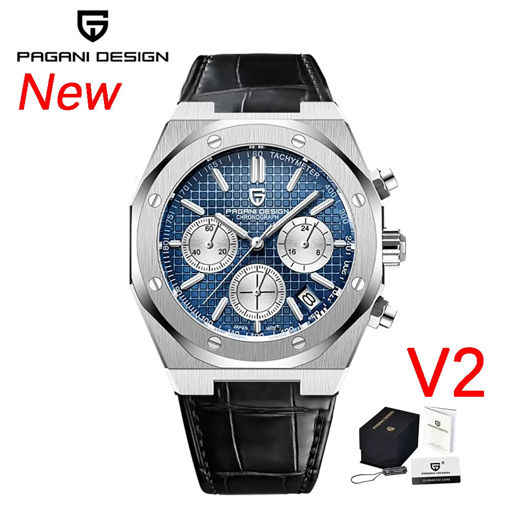 PAGANI DESIGN Relógio Masculino Quartzo PD1707 - Pulseira de Aço Inoxidável 40mm