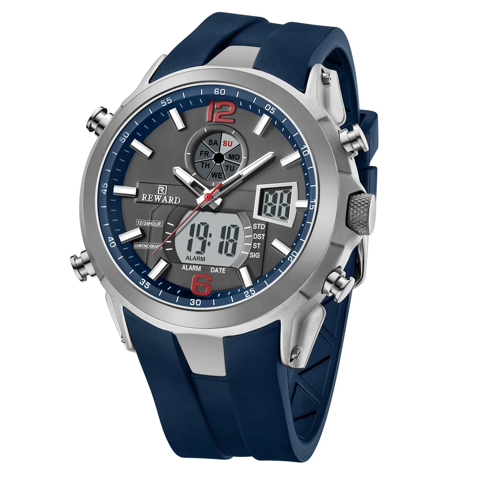 REWARD Relógio Digital Masculino RD53254M - Estilo Esportivo e Funcionalidade 48mm