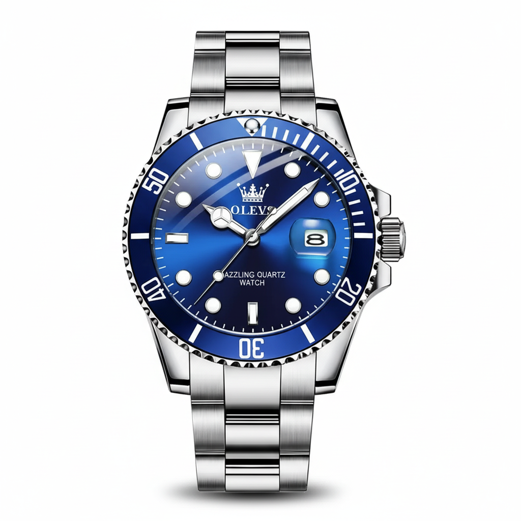 OLEVS Relógio Masculino Original Quartzo à Prova D'água - Aço Inoxidável 5885 41mm
