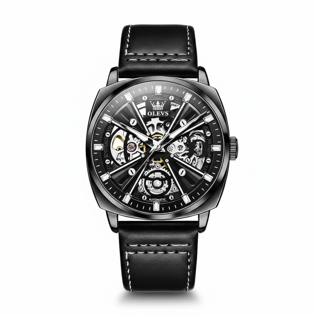 OLEVS Relógio Masculino Automático Esqueleto 6685 - Elegância e Luxo