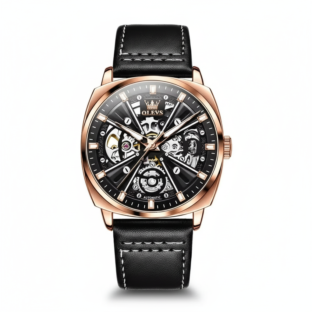 OLEVS Relógio Masculino Automático Esqueleto 6685 - Elegância e Luxo