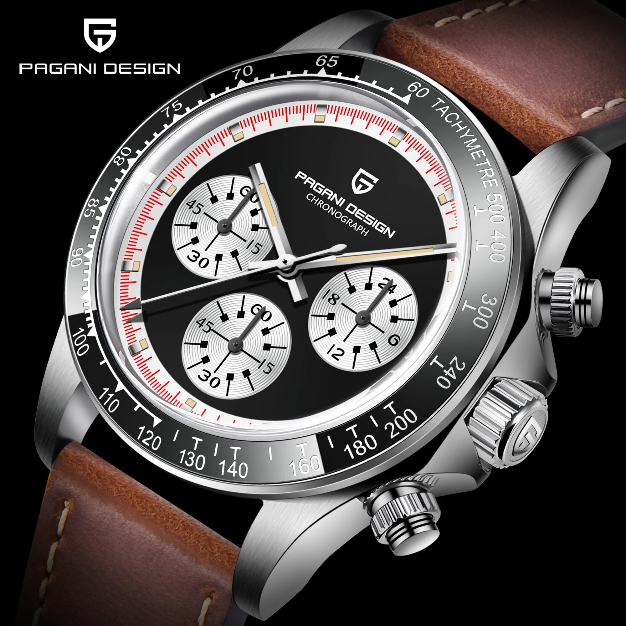 PAGANI DESIGN Relógio Masculino Quartzo PD-1676 - Pulseira de Aço Inoxidável 40mm