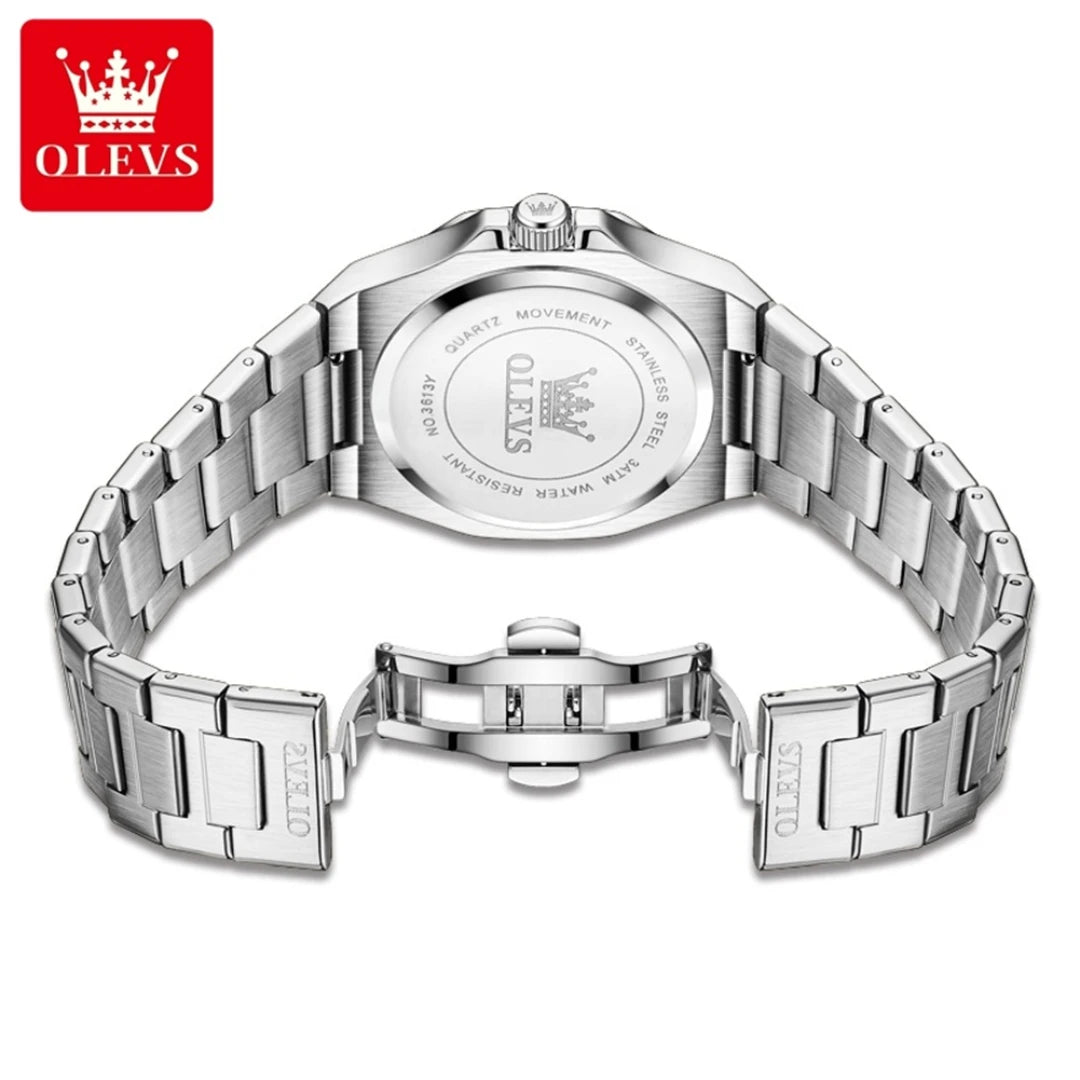 OLEVS Relógio Masculino Original Quartzo - 100% Aço Inoxidável 3613