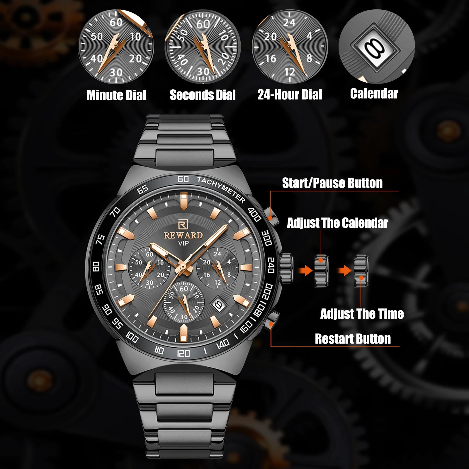 REWARD Relógio Masculino Quartzo RD81967M - Estilo Casual e Funcionalidade 34mm