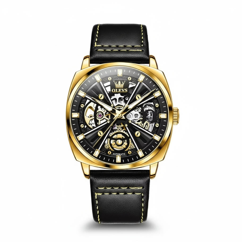 OLEVS Relógio Masculino Automático Esqueleto 6685 - Elegância e Luxo