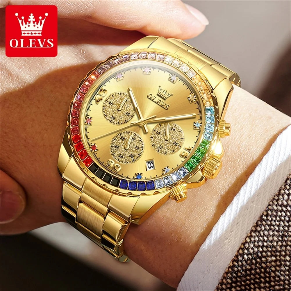 OLEVS Relógio Masculino Original Radiante Quartzo - Aço Inoxidável 2939 42mm