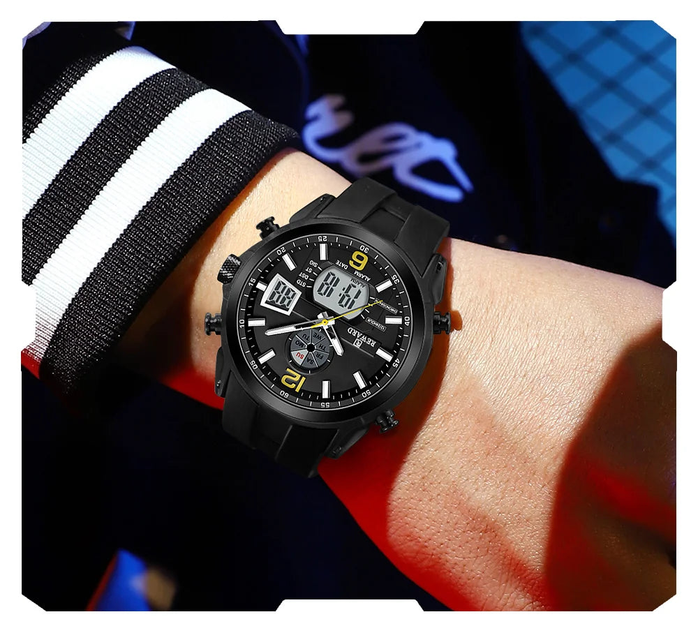 REWARD Relógio Digital Masculino RD53254M - Estilo Esportivo e Funcionalidade 48mm