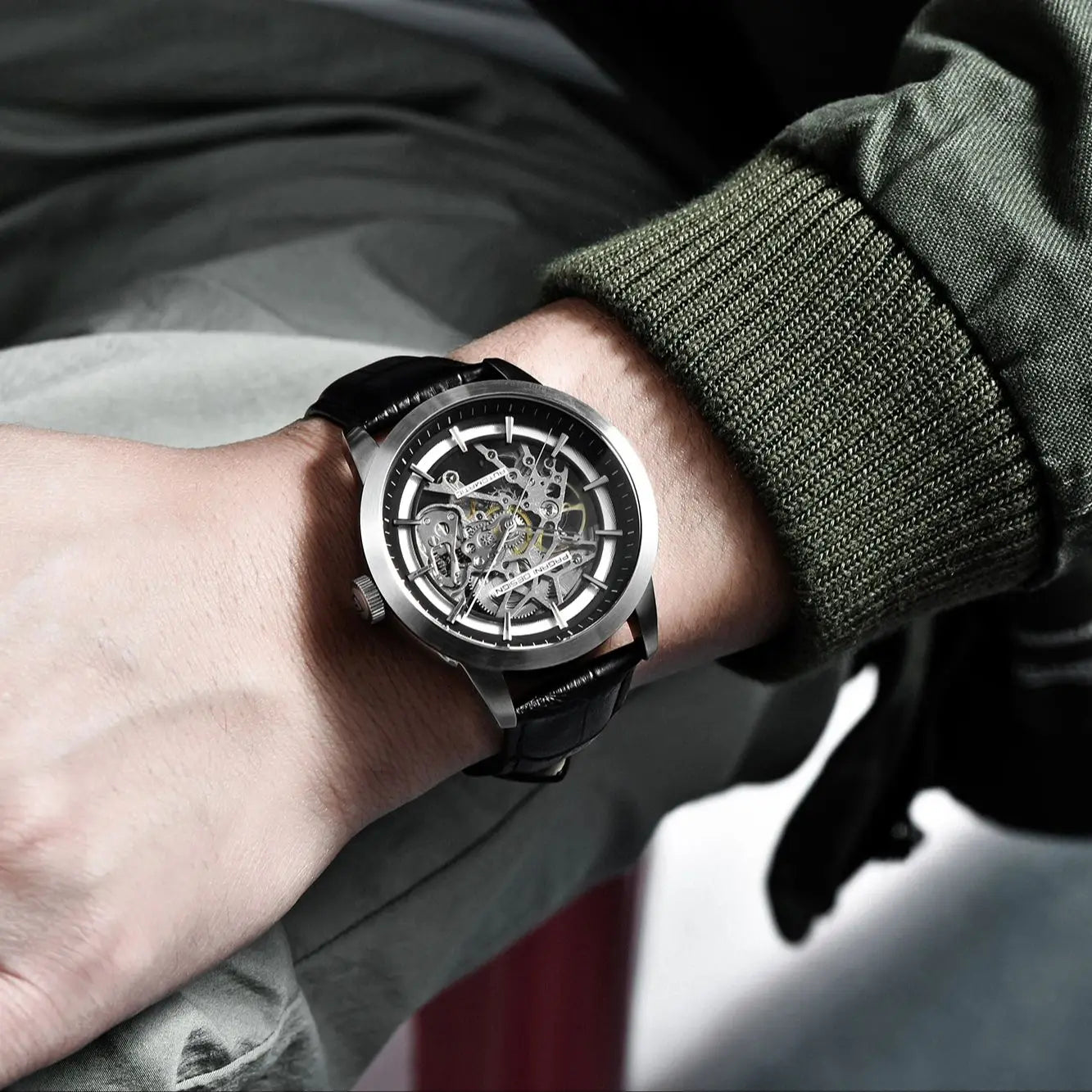 PAGANI DESIGN Relógio Masculino Automático PD-1638 - Pulseira de Couro 43mm