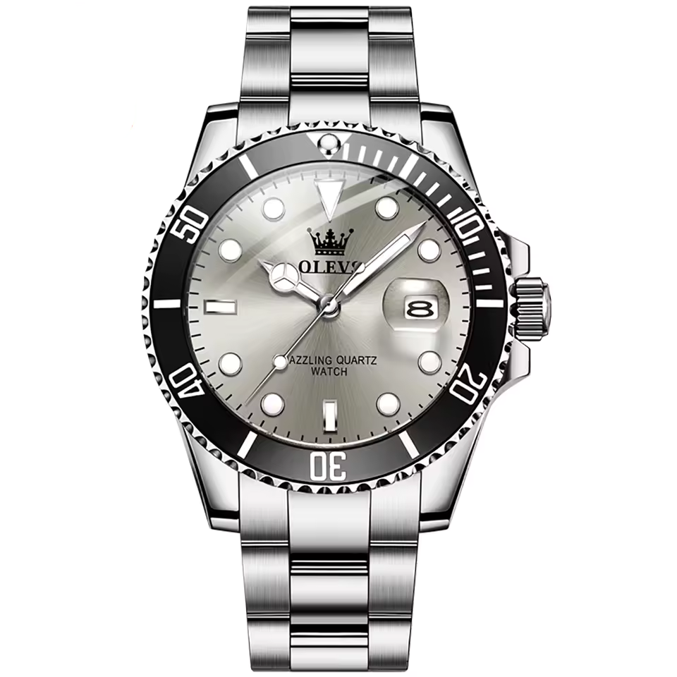 OLEVS Relógio Masculino Original Quartzo à Prova D'água - Aço Inoxidável 5885 41mm