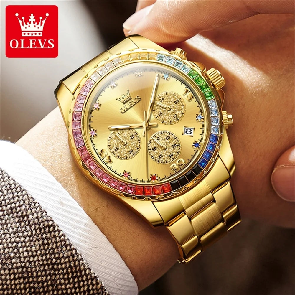 OLEVS Relógio Masculino Original Radiante Quartzo - Aço Inoxidável 2939 42mm