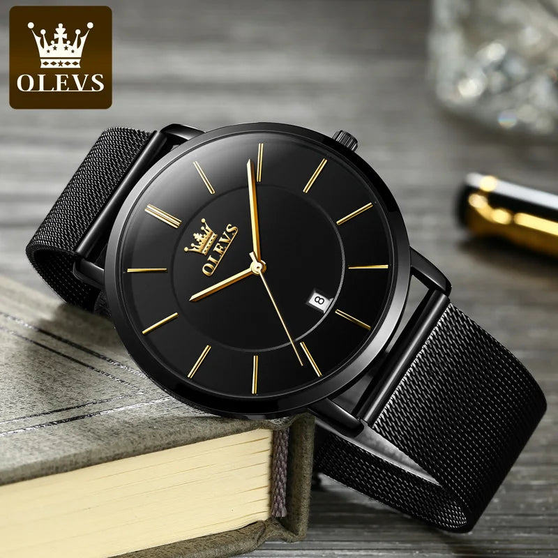 OLEVS Relógio Masculino Original Quartzo Ultra Fino - 100% Aço Inoxidável 5869 40mm