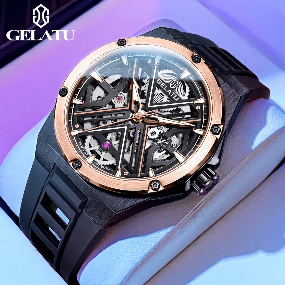 GELATU Relógio Masculino Automático 6006 - Luxo e Funcionalidade 45-49mm