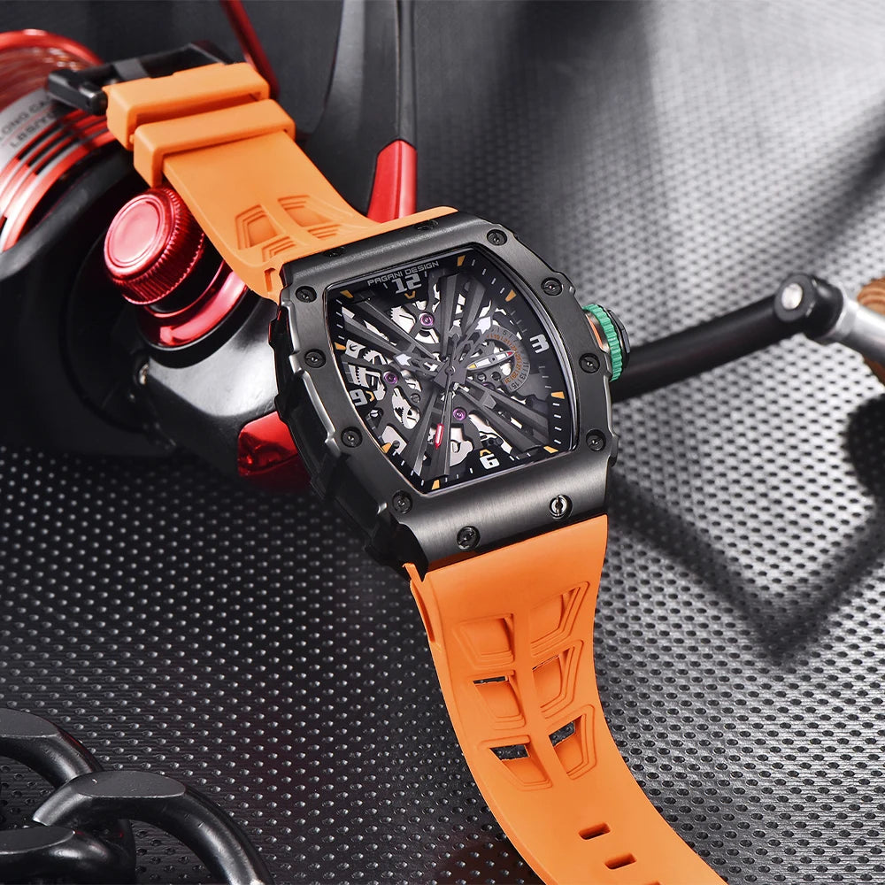 PAGANI DESIGN Relógio Masculino Quartzo PD-1738 - Pulseira de Borracha 42mm