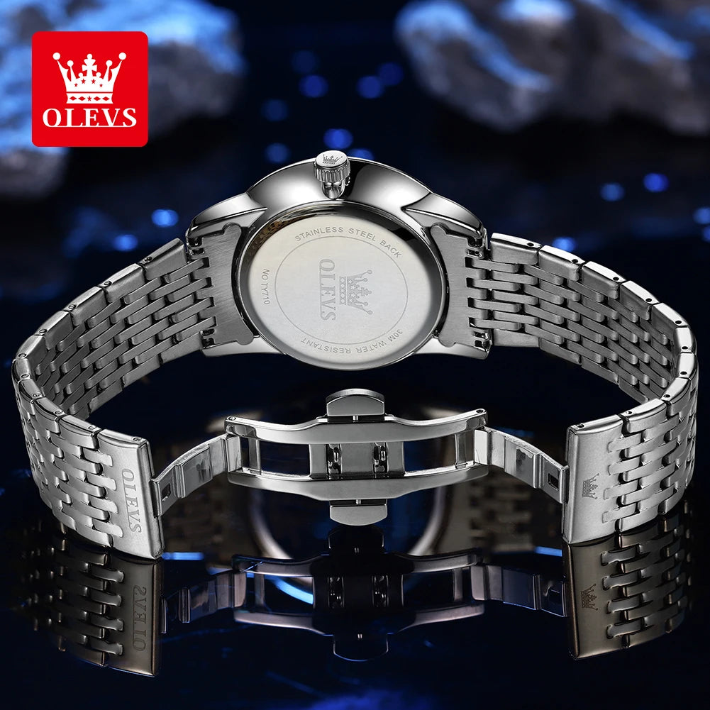 OLEVS Relógio Masculino Original Lunar Quartzo - Aço Inoxidável TY710 42mm