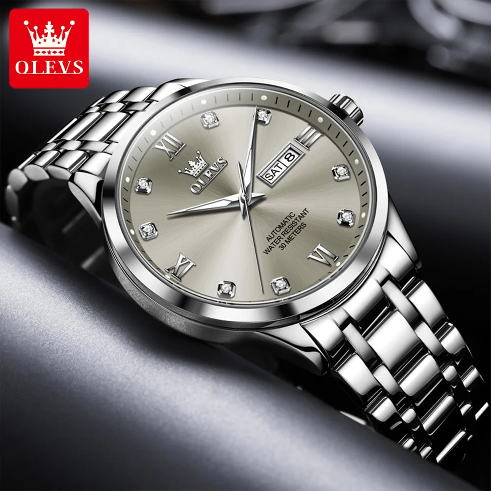 OLEVS Relógio Masculino Original Automático - 100% Aço Inoxidável 9946 42mm