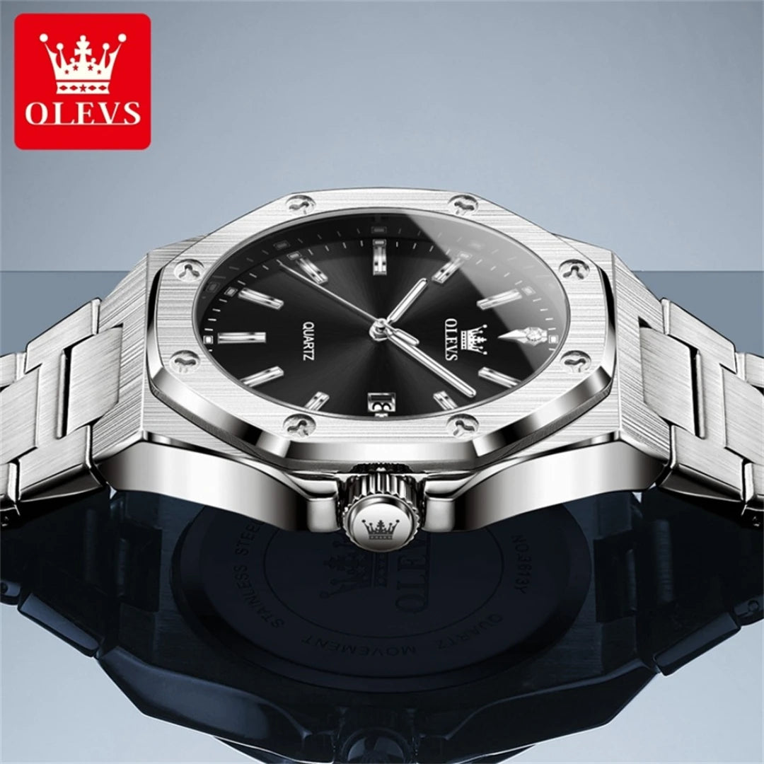 OLEVS Relógio Masculino Original Quartzo - 100% Aço Inoxidável 3613