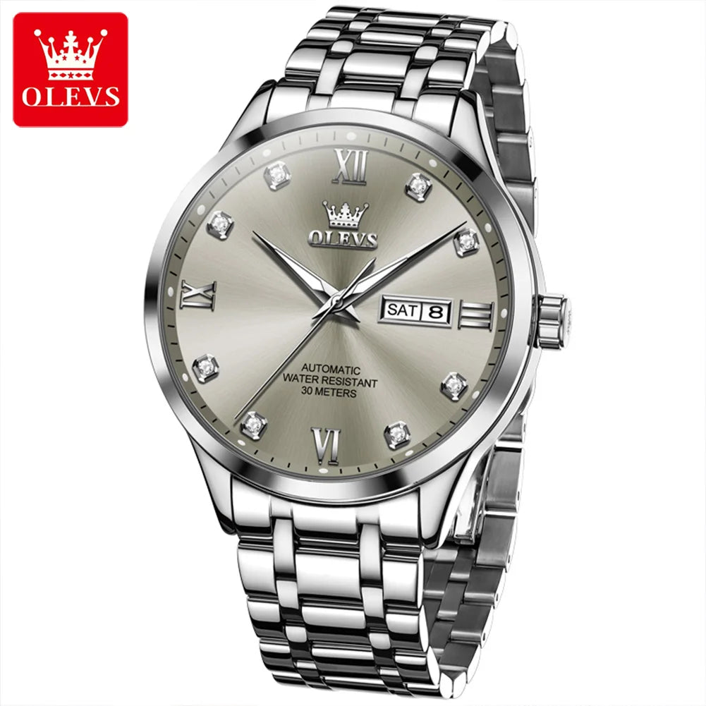 OLEVS Relógio Masculino Original Automático - 100% Aço Inoxidável 9946 42mm