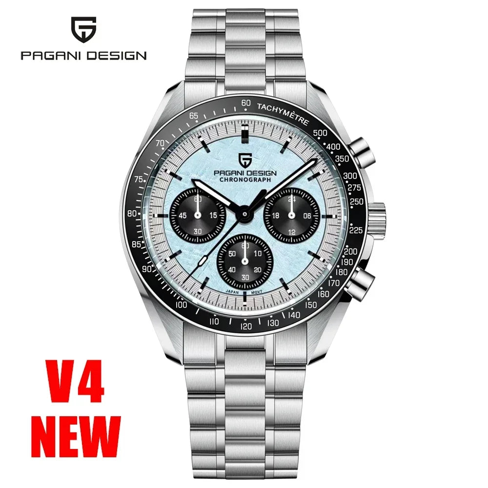 PAGANI DESIGN Relógio Masculino Quartzo Moonwatch PD-1701 V5 - Pulseira de Aço Inoxidável 42mm