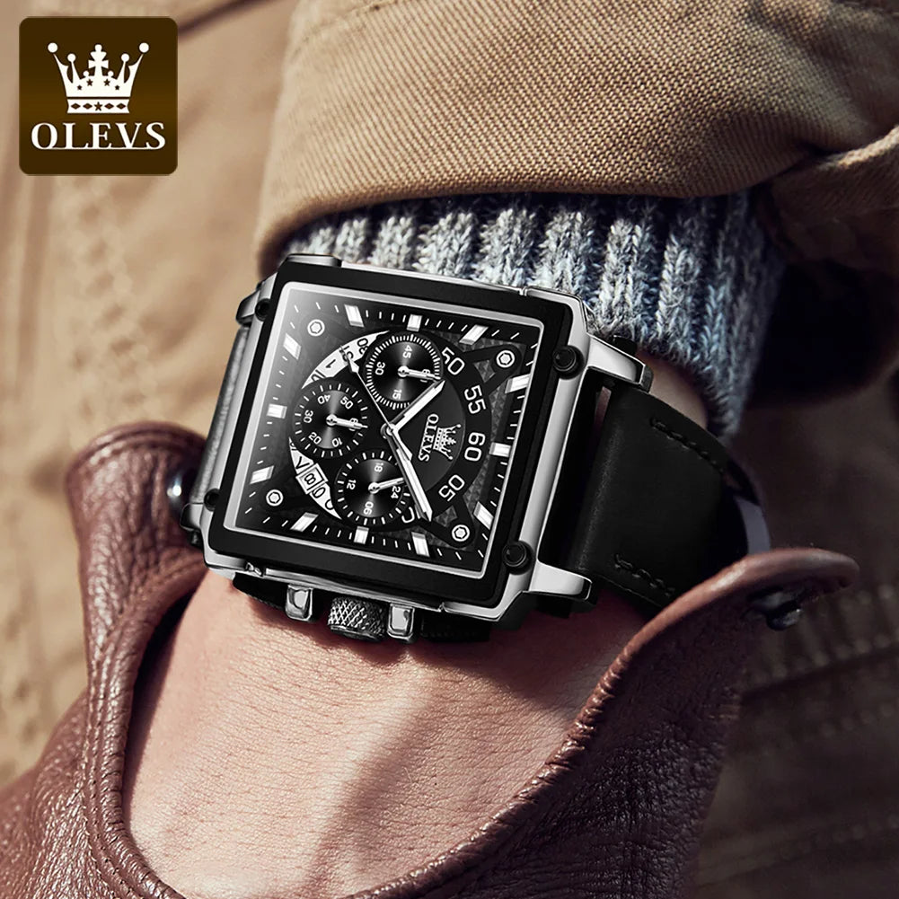 OLEVS Relógio Masculino Quadrado 9919 - Design Sofisticado