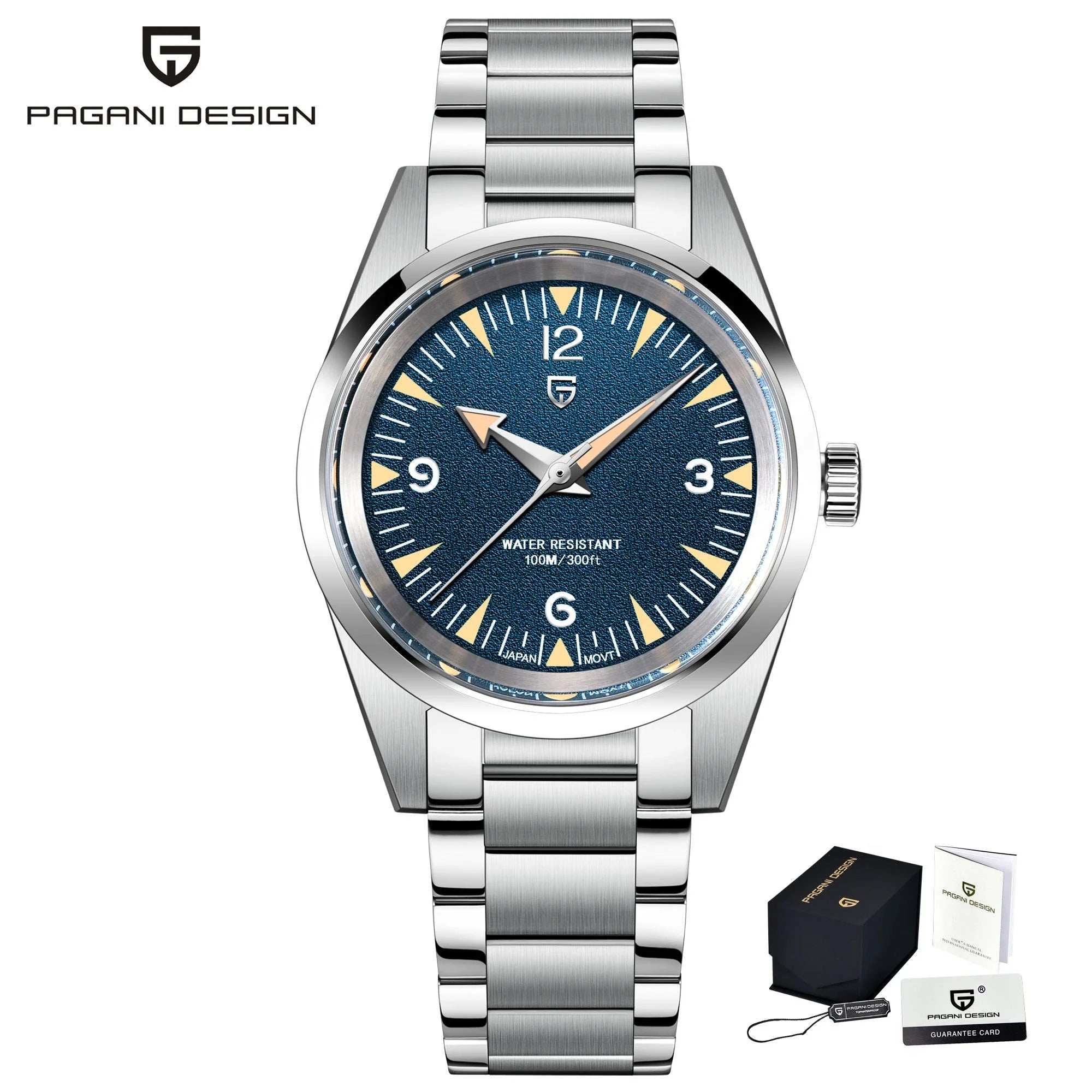PAGANI DESIGN Relógio Masculino Quartzo PD-1793 - Pulseira de Aço Inoxidável 37mm