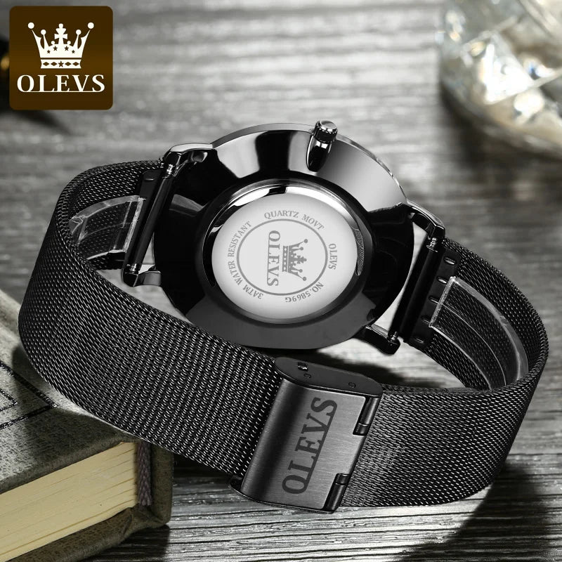 OLEVS Relógio Masculino Original Quartzo Ultra Fino - 100% Aço Inoxidável 5869 40mm