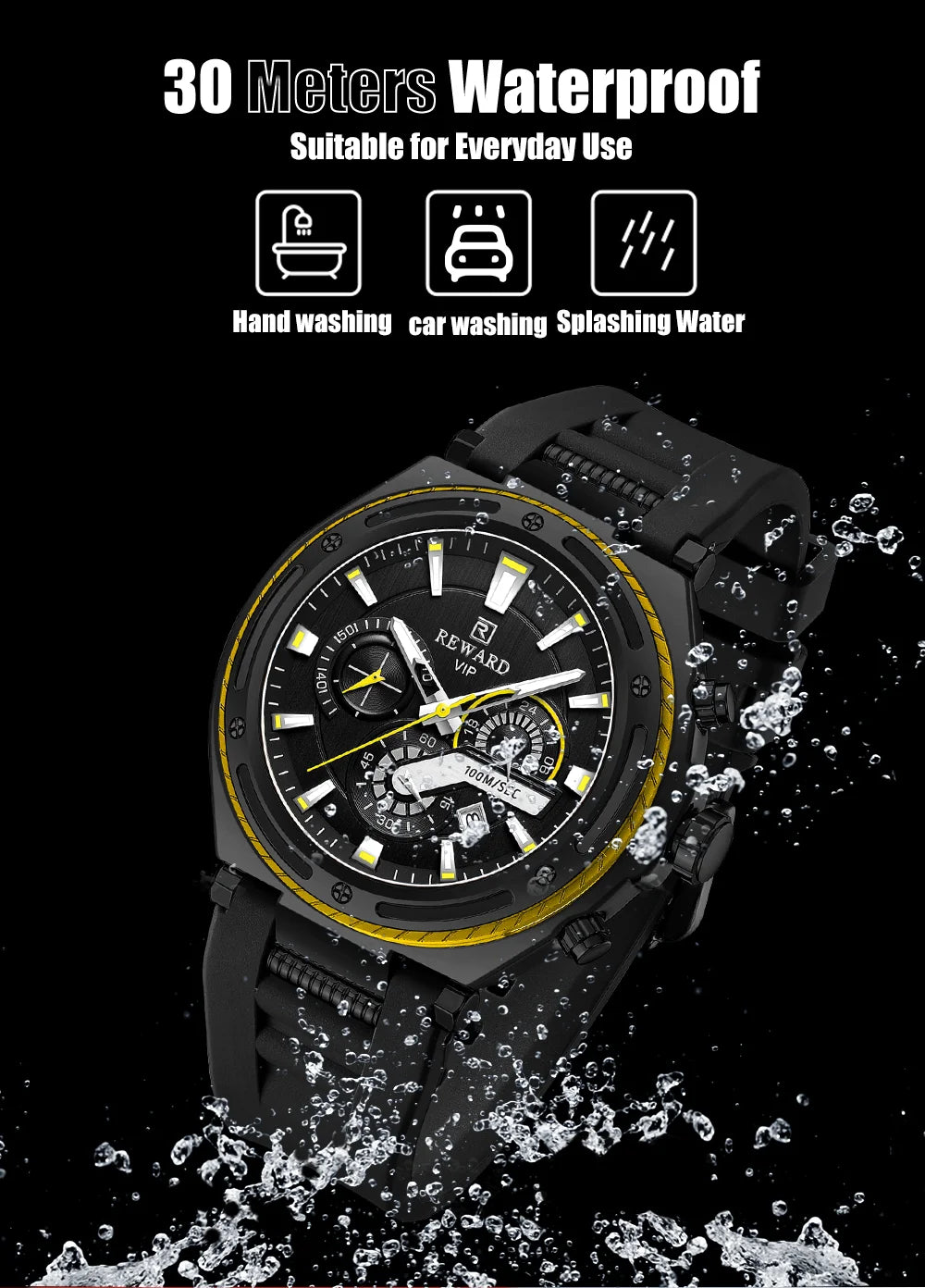 REWARD Relógio Masculino Quartzo RD831508M - Estilo Esportivo com Caixa Ultra Grande 50mm