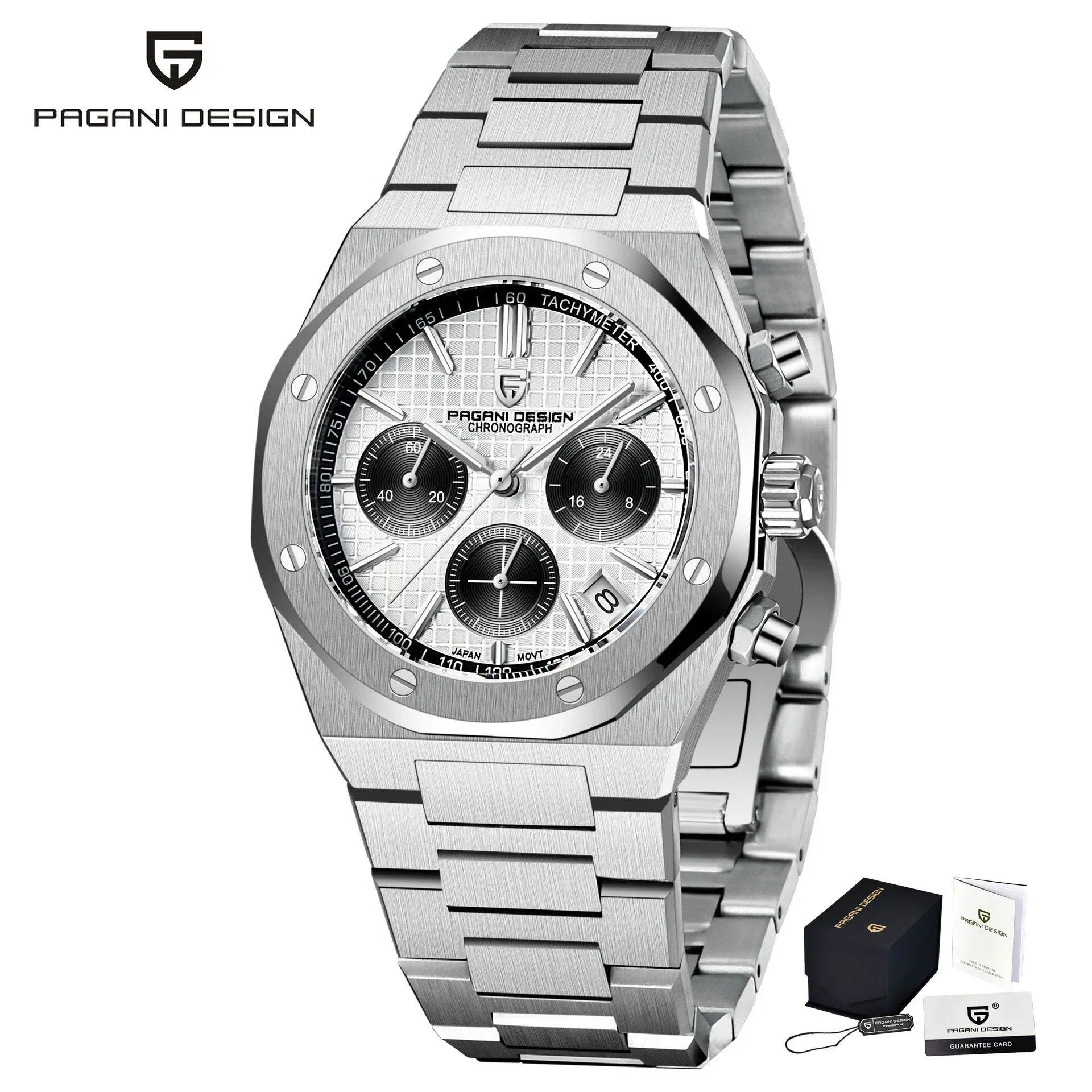 PAGANI DESIGN Relógio Masculino Quartzo PD1707 - Pulseira de Aço Inoxidável 40mm