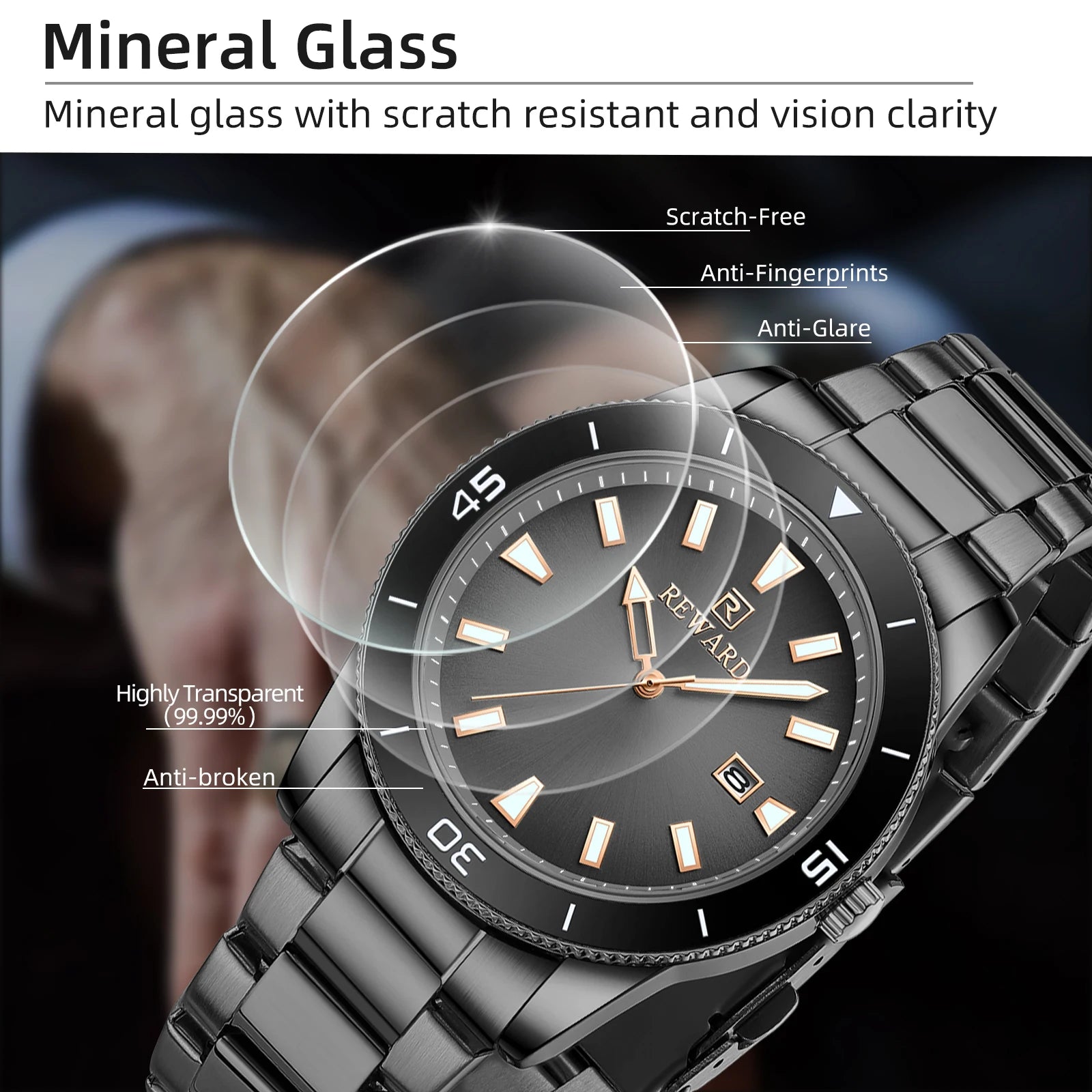 REWARD Relógio Masculino Quartzo RD61548M - Elegância e Resistência 31mm
