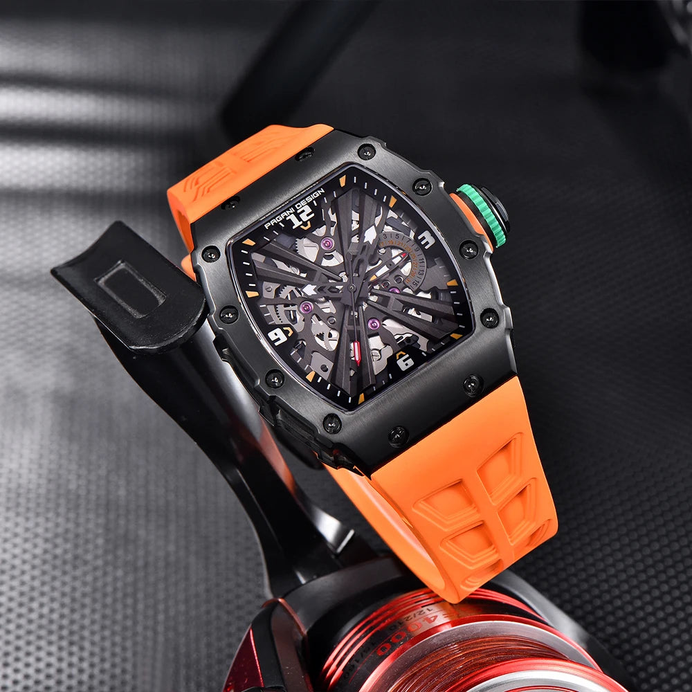 PAGANI DESIGN Relógio Masculino Quartzo PD-1738 - Pulseira de Borracha 42mm