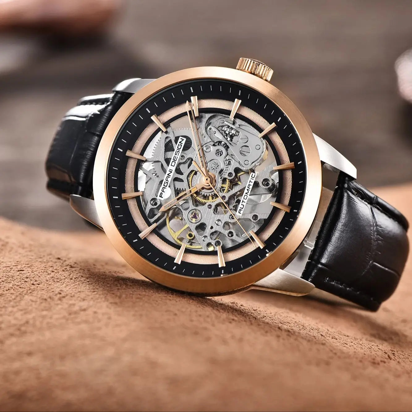 PAGANI DESIGN Relógio Masculino Automático PD-1638 - Pulseira de Couro 43mm