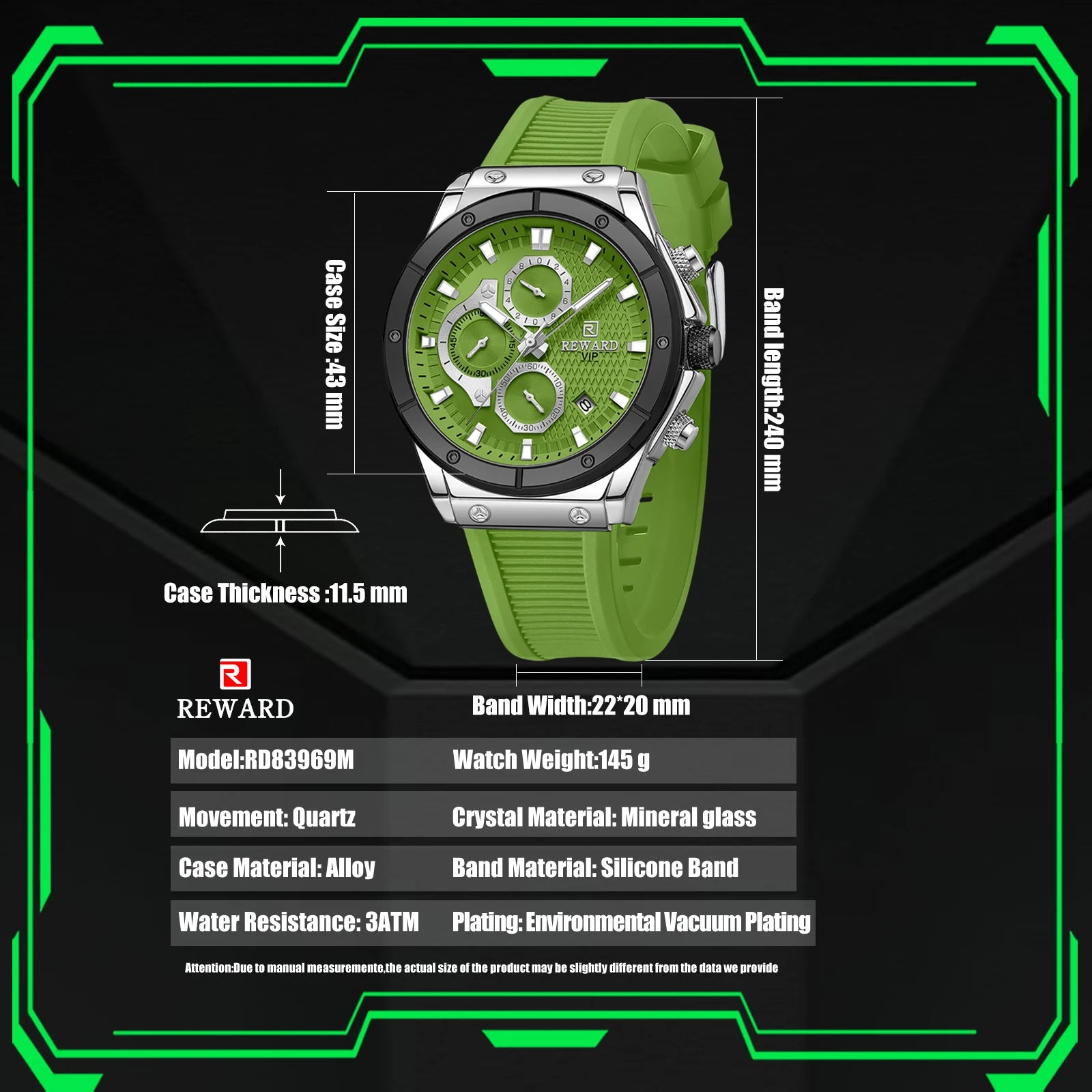 REWARD Relógio Masculino Quartzo RD83969M - Estilo Casual e Conforto 35mm