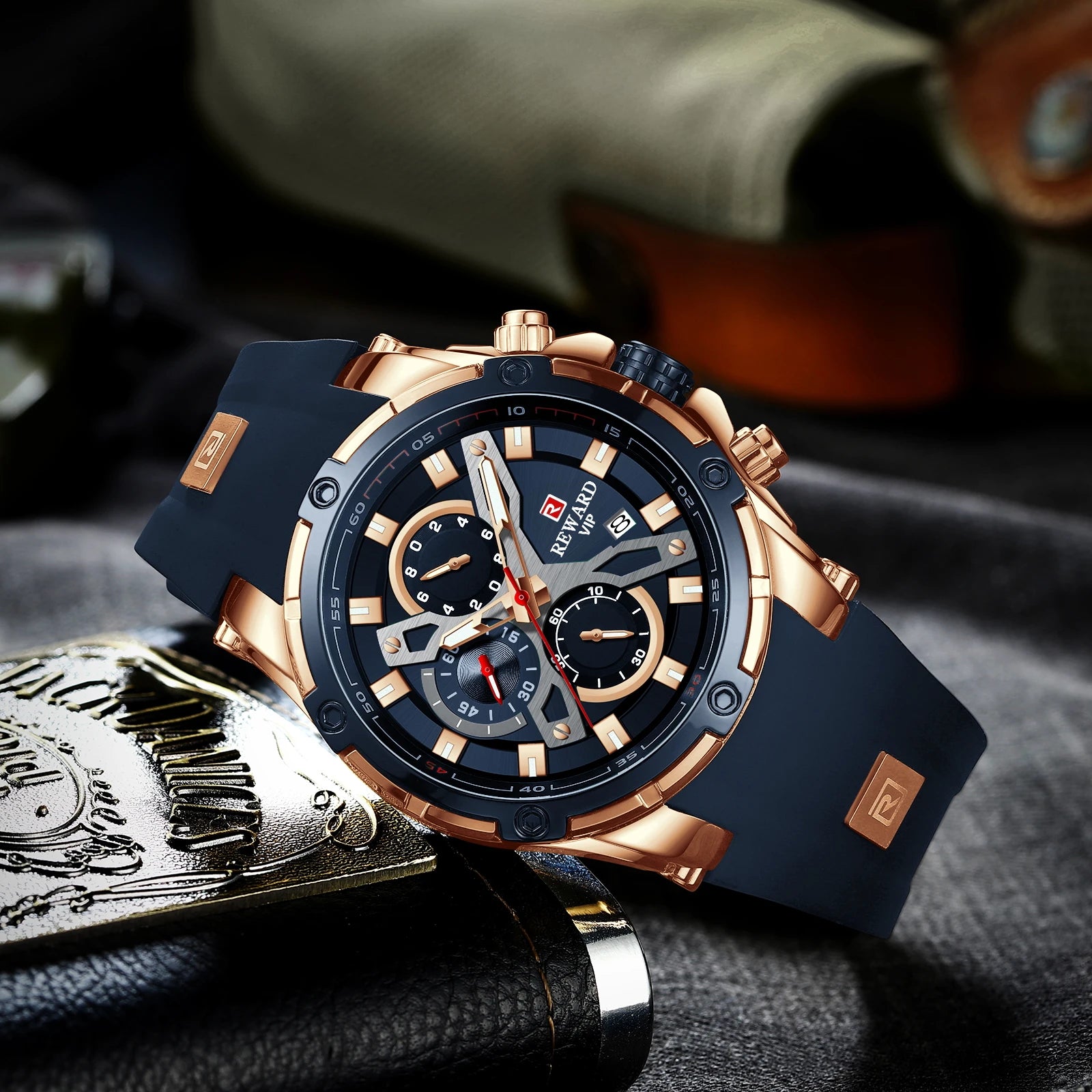 REWARD Relógio Masculino Quartzo RD83016M - Estilo Esportivo e Funcionalidade 47mm