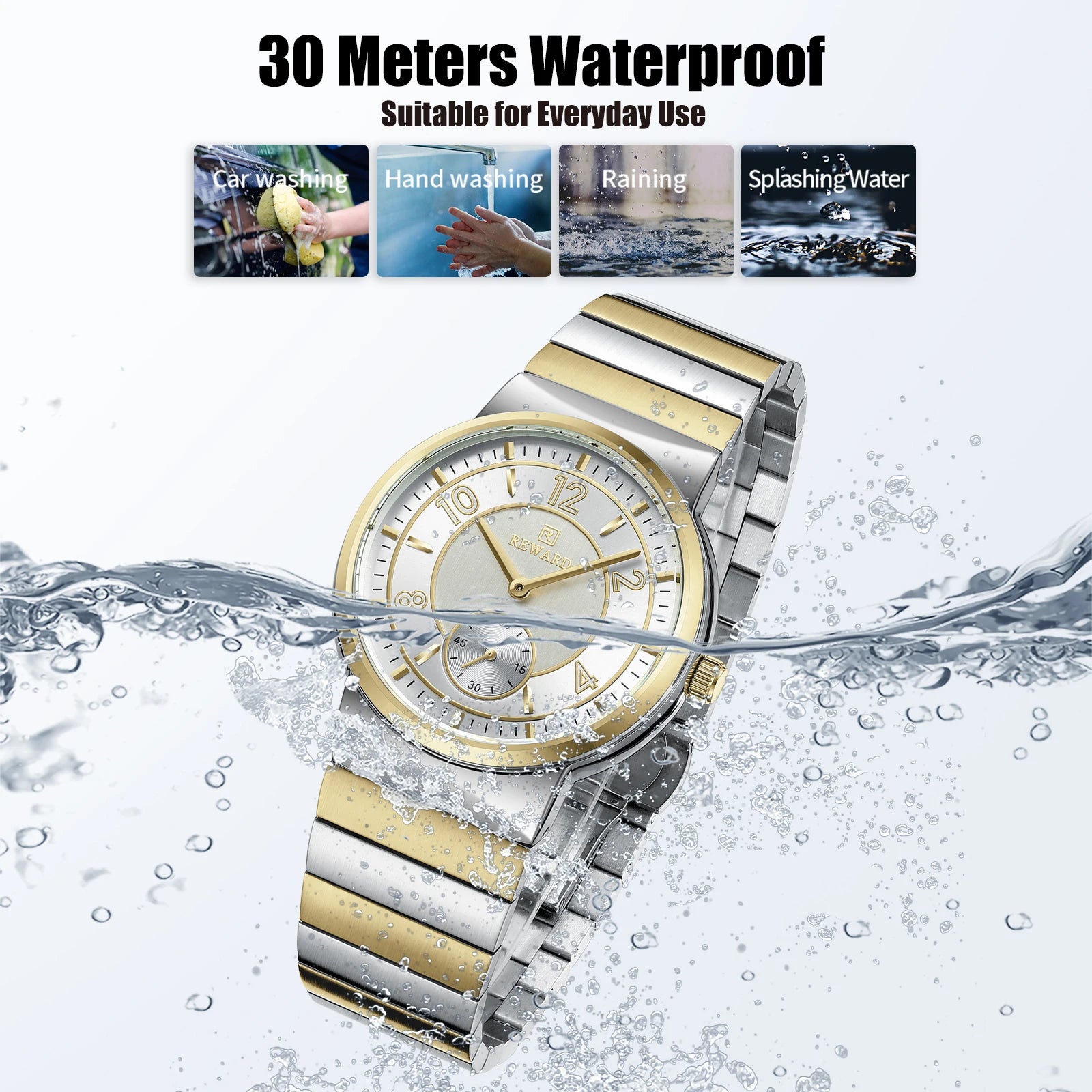 REWARD Relógio Masculino Quartzo RD611514M - Aço Inoxidável Elegante 41mm