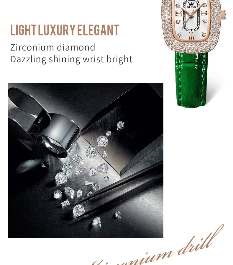 OLEVS Relógio Feminino Original Retangular Quartzo à Prova D'água - Aço Inoxidável 9940 33mm