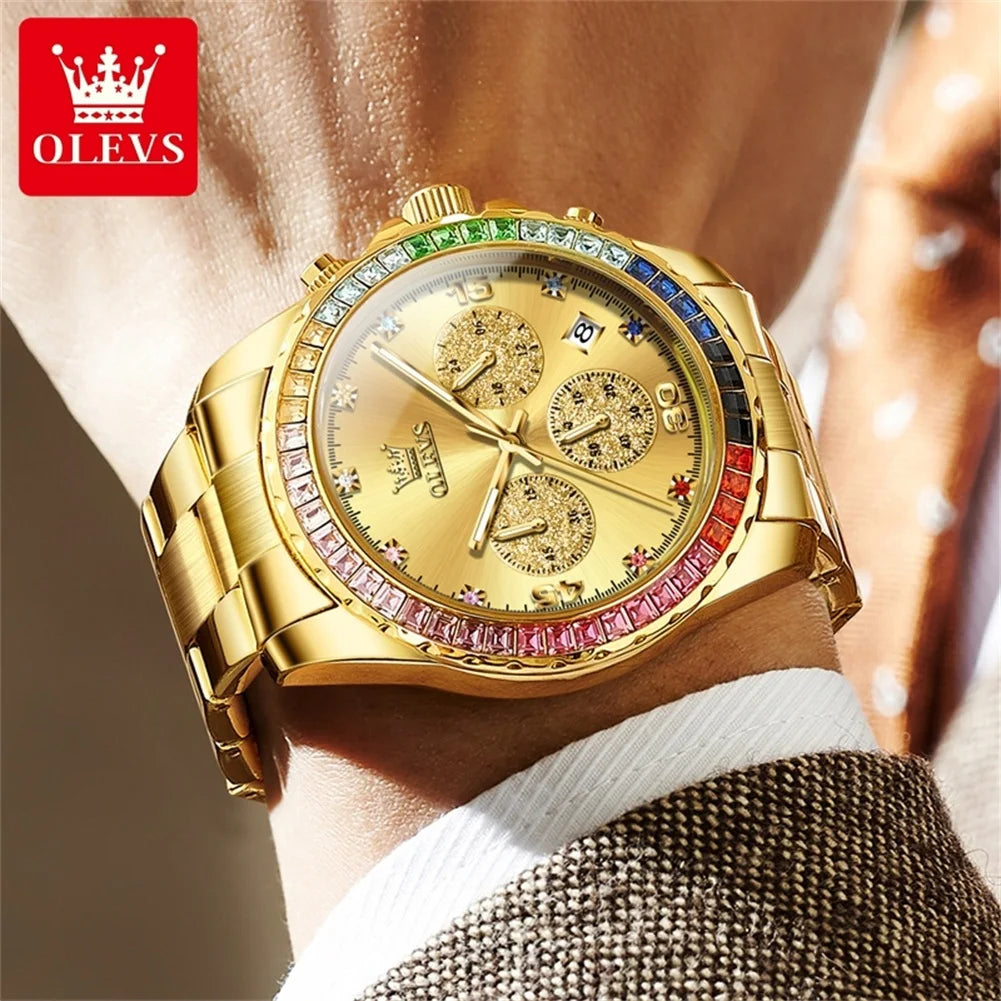 OLEVS Relógio Masculino Original Radiante Quartzo - Aço Inoxidável 2939 42mm