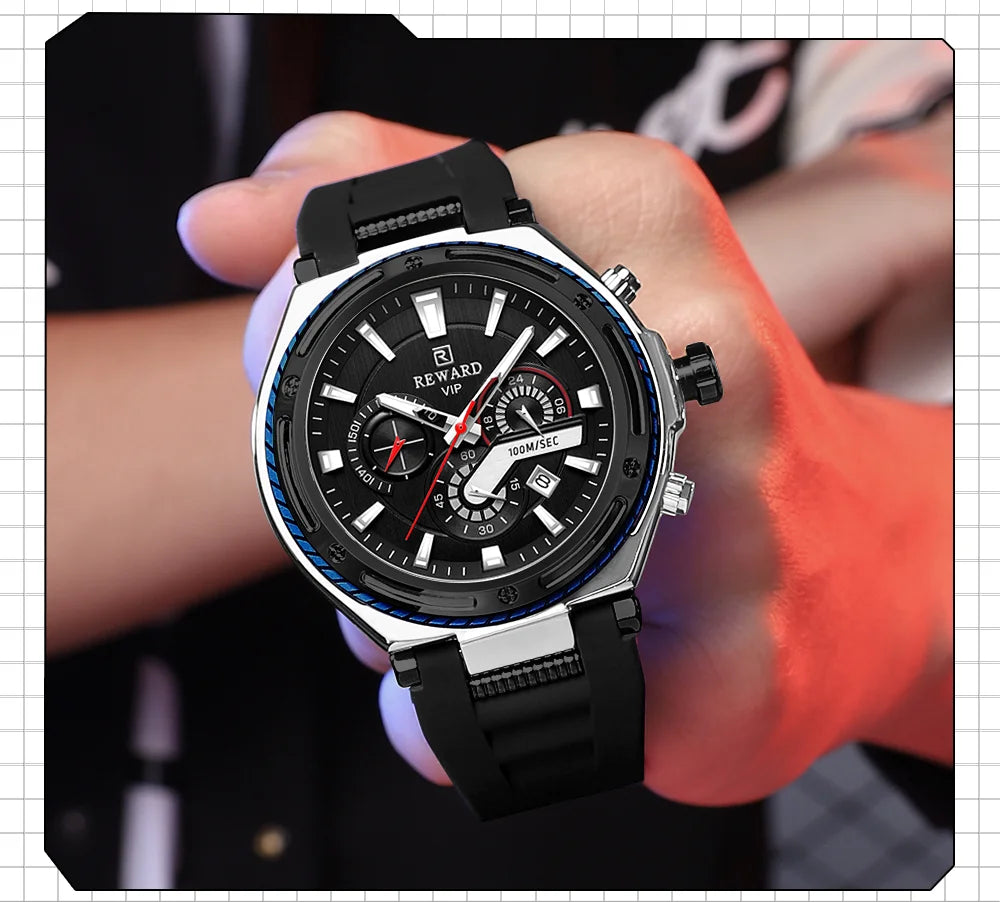 REWARD Relógio Masculino Quartzo RD831508M - Estilo Esportivo com Caixa Ultra Grande 50mm
