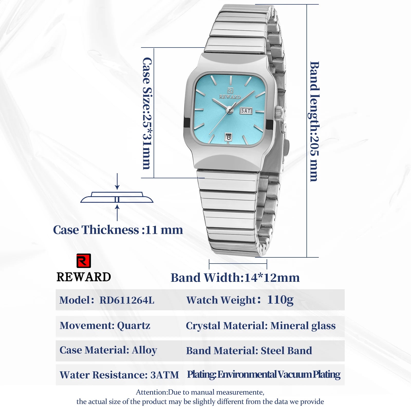 REWARD Relógio Feminino Quartzo RD611264L - Estilo Casual e Sofisticação 30.5mm