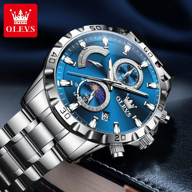 OLEVS Relógio Masculino Quartzo 2953 - Pulseira de Aço Inoxidável 42mm